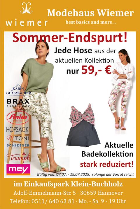 Webanzeige Woll Wiemer Sommerendspurt mit Rabatten